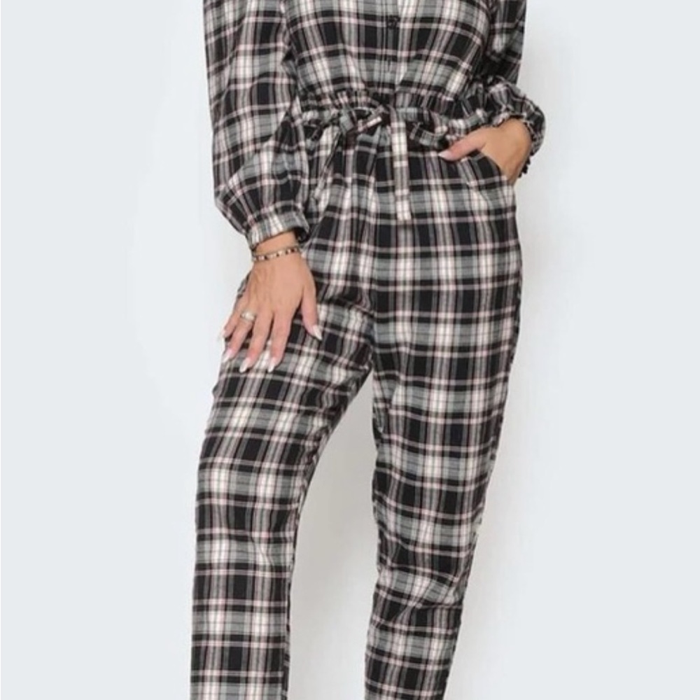 Smash & Tess Plaid Jumpsuit in Black and White